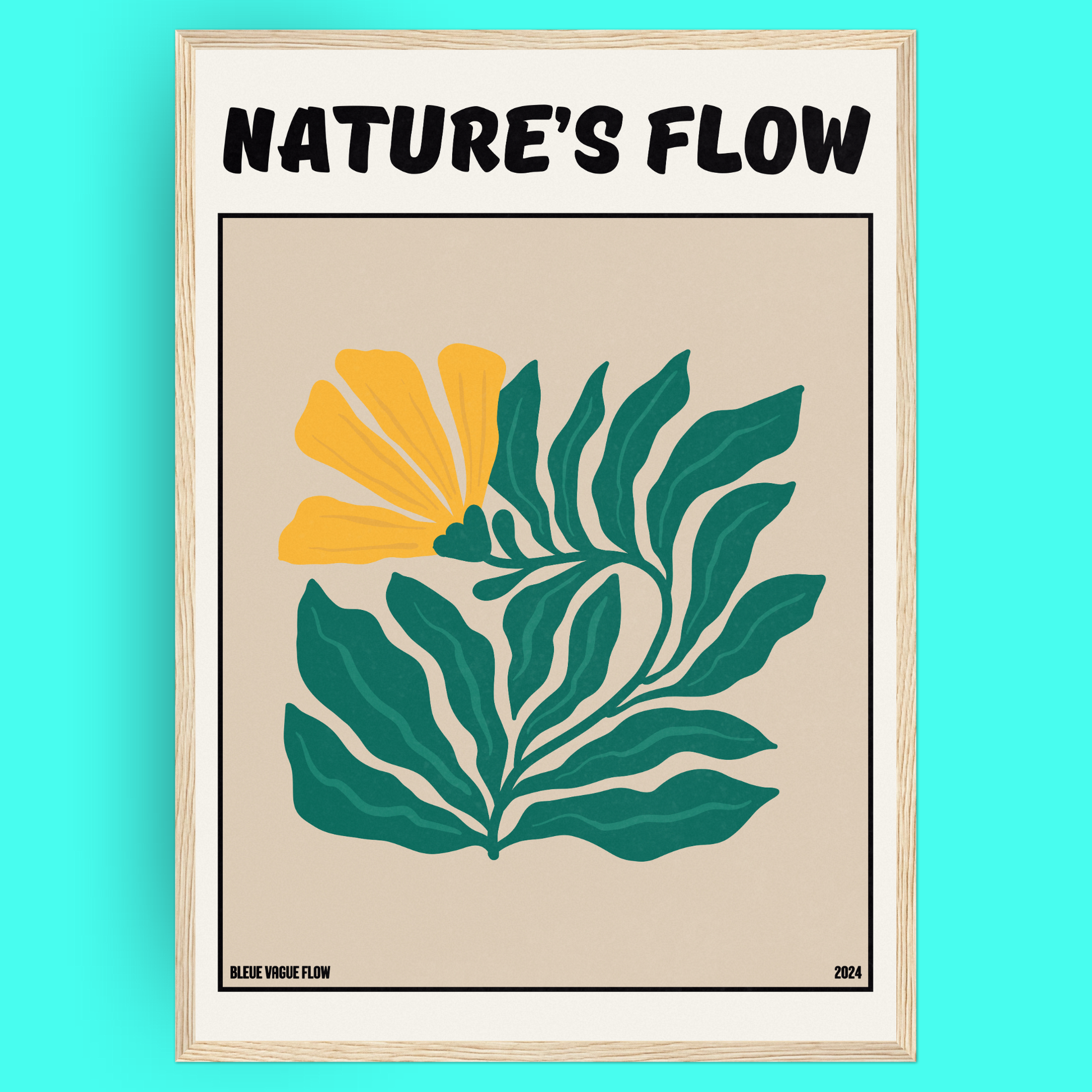 Poster Flower's Flow - Feu pâle Bleue Vague Flow