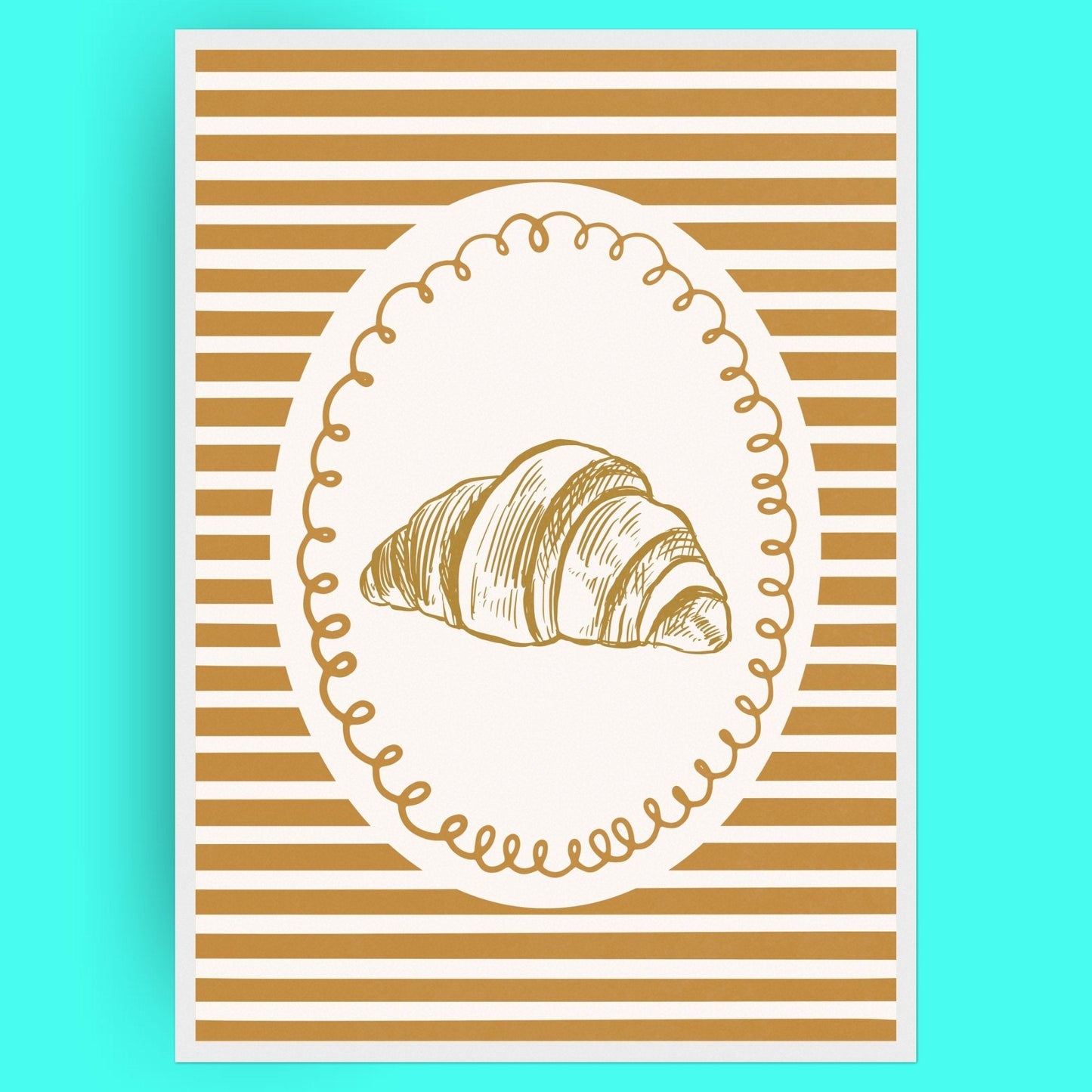 L'Amour Du Croissant Bleue Vague Flow Print Material