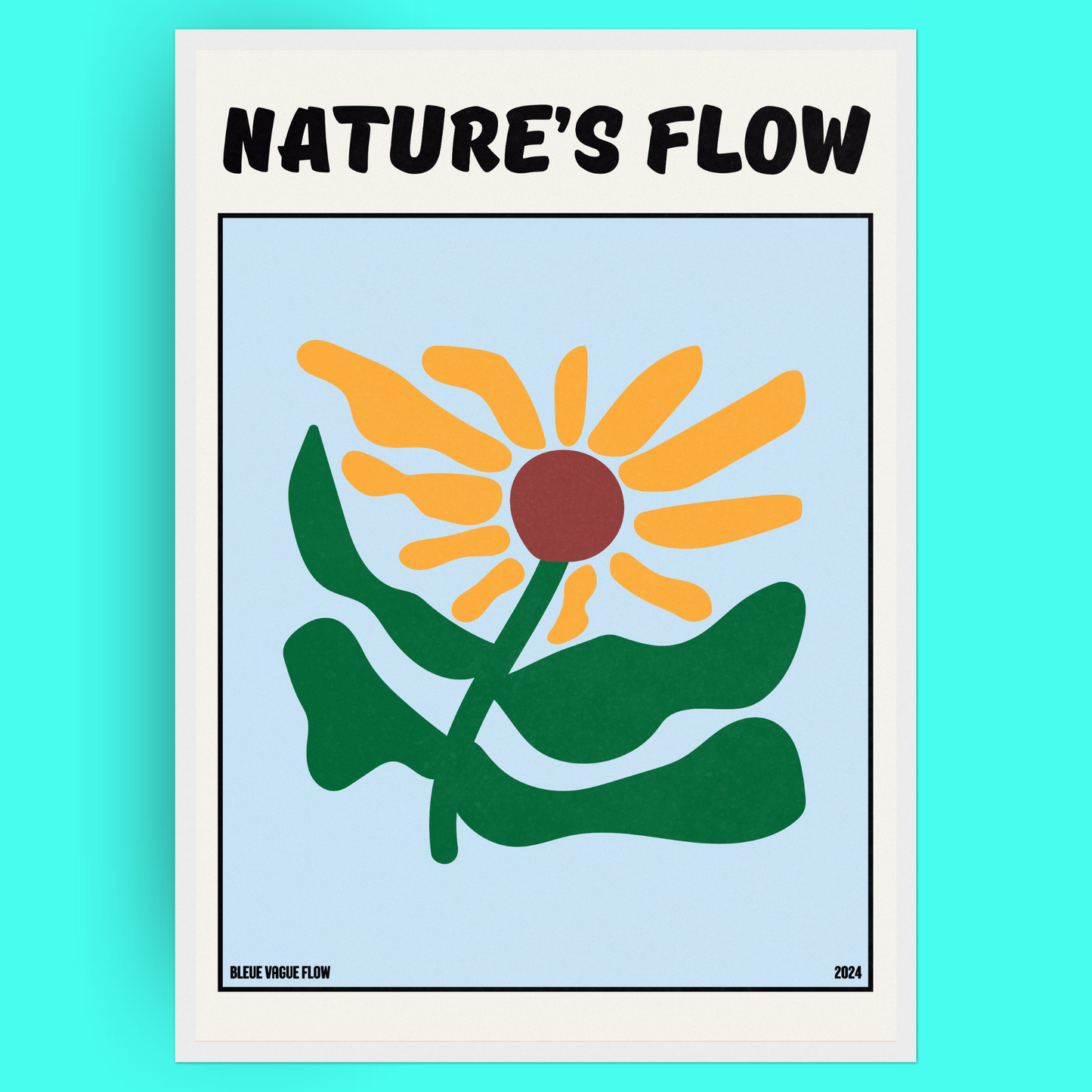 Poster Flower's Flow - Silence Azuré Bleue Vague Flow