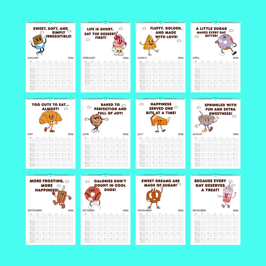 Calendrier Sugar & Smile 2026 - Sweat Calendar (ENG) Bleue Vague Flow Print Material