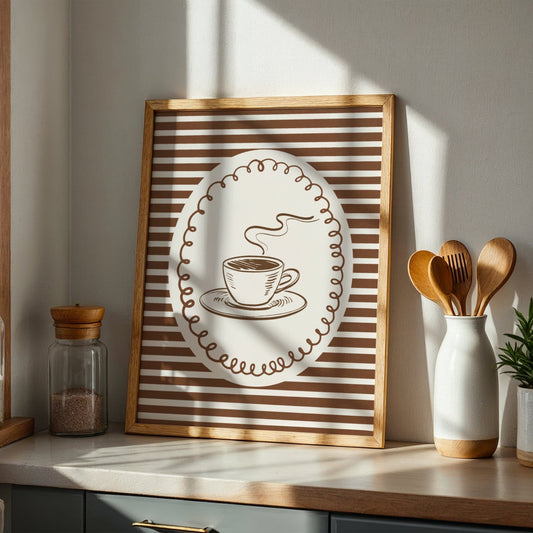 L'Amour Du Café Bleue Vague Flow Print Material