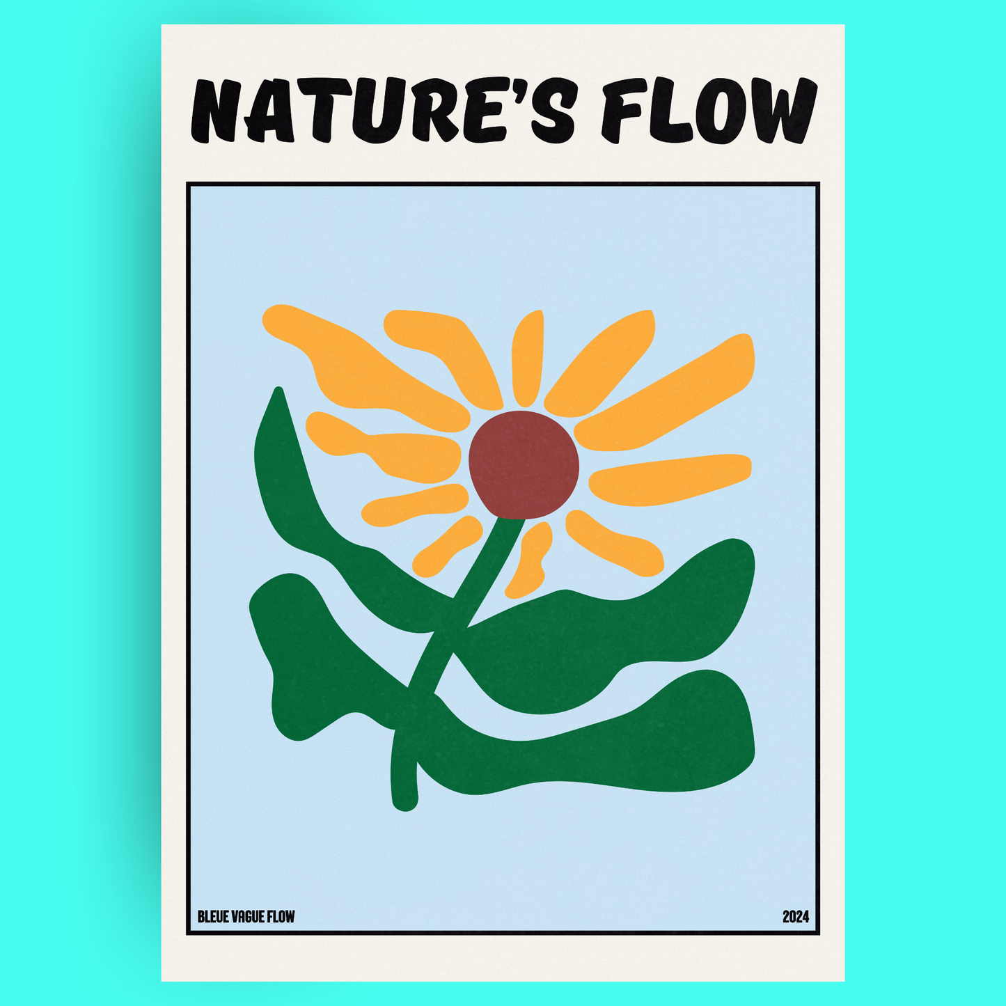Poster Flower's Flow - Silence Azuré Bleue Vague Flow