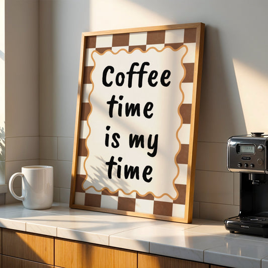 Coffee Time Is My Time Bleue Vague Flow Print Material