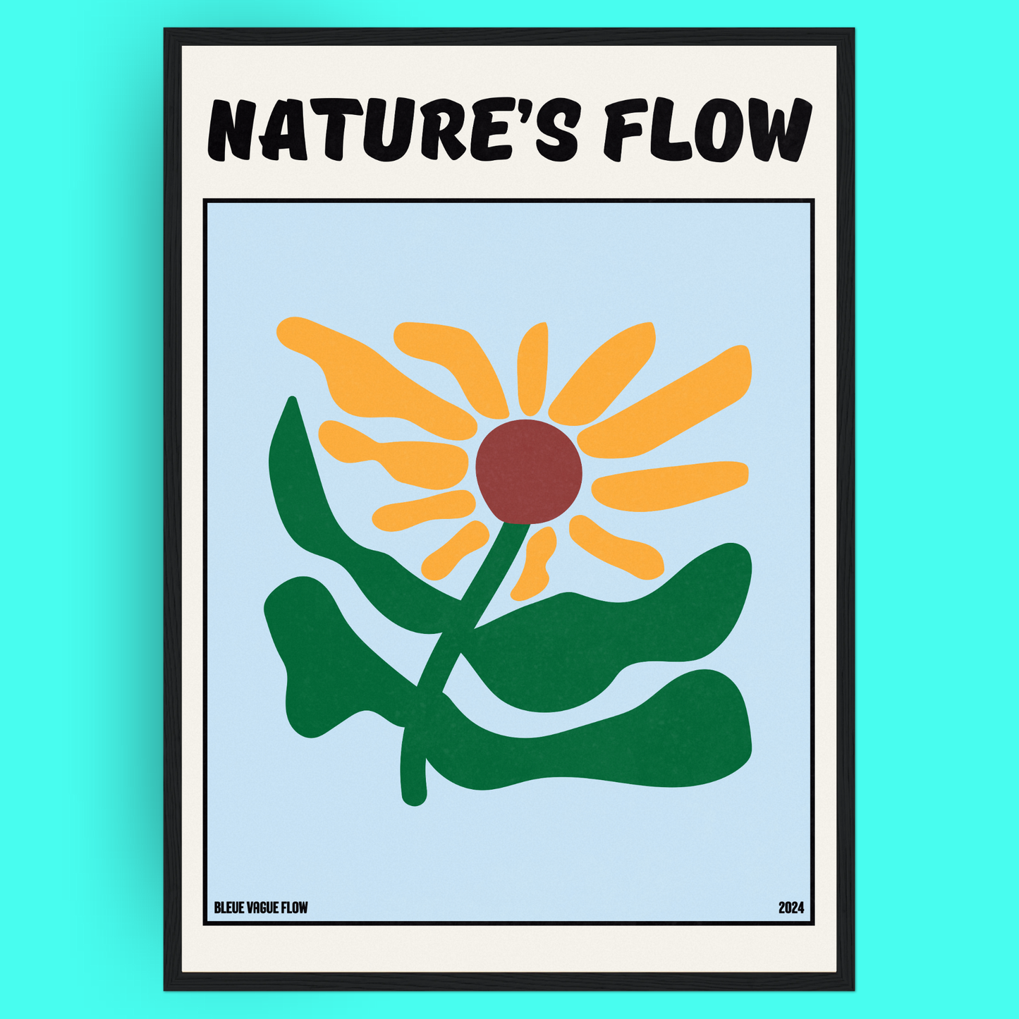 Poster Flower's Flow - Silence Azuré Bleue Vague Flow