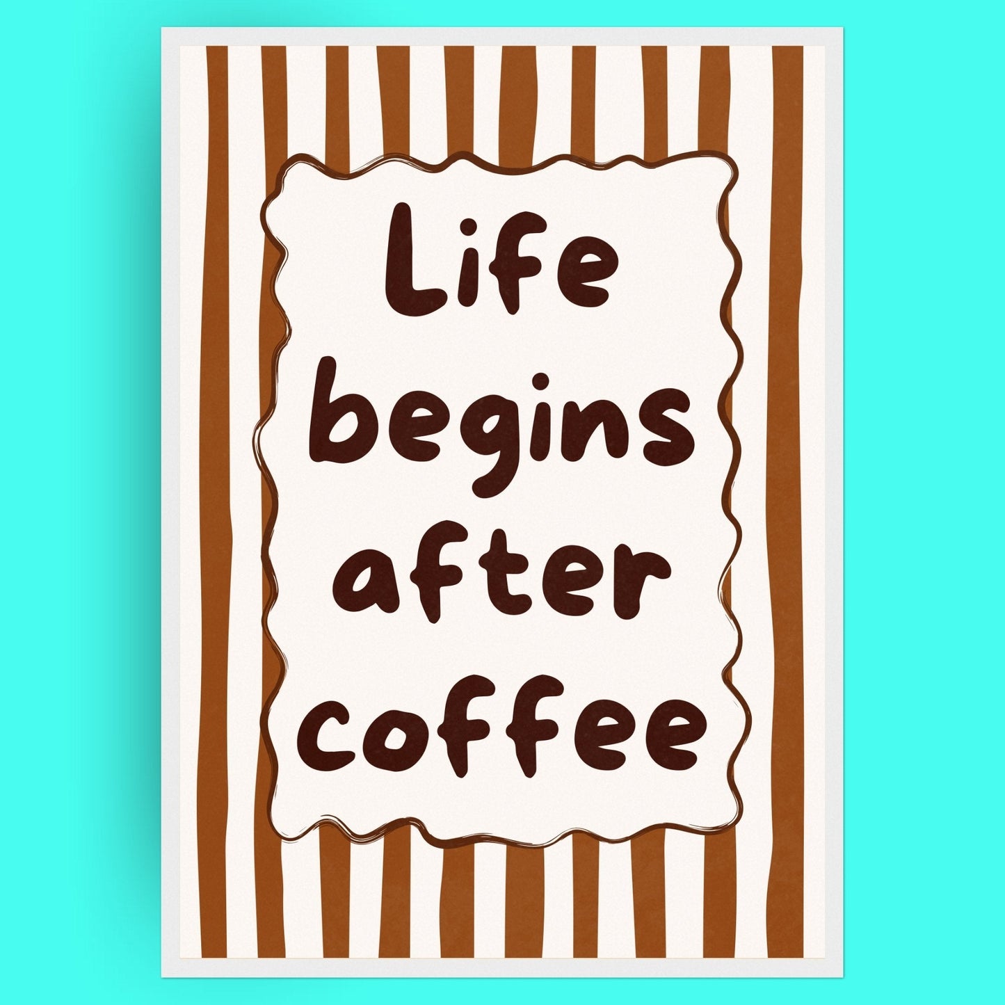 Life Begins After Coffee Bleue Vague Flow Print Material