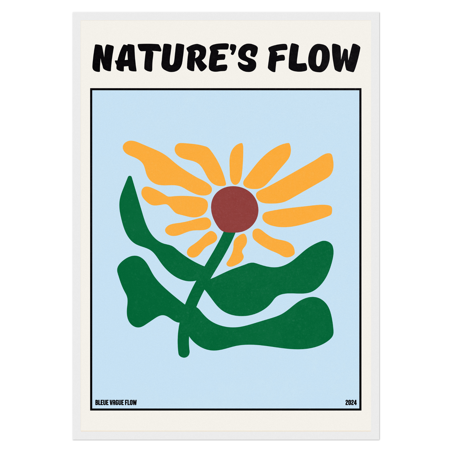Poster Flower's Flow - Silence Azuré Bleue Vague Flow
