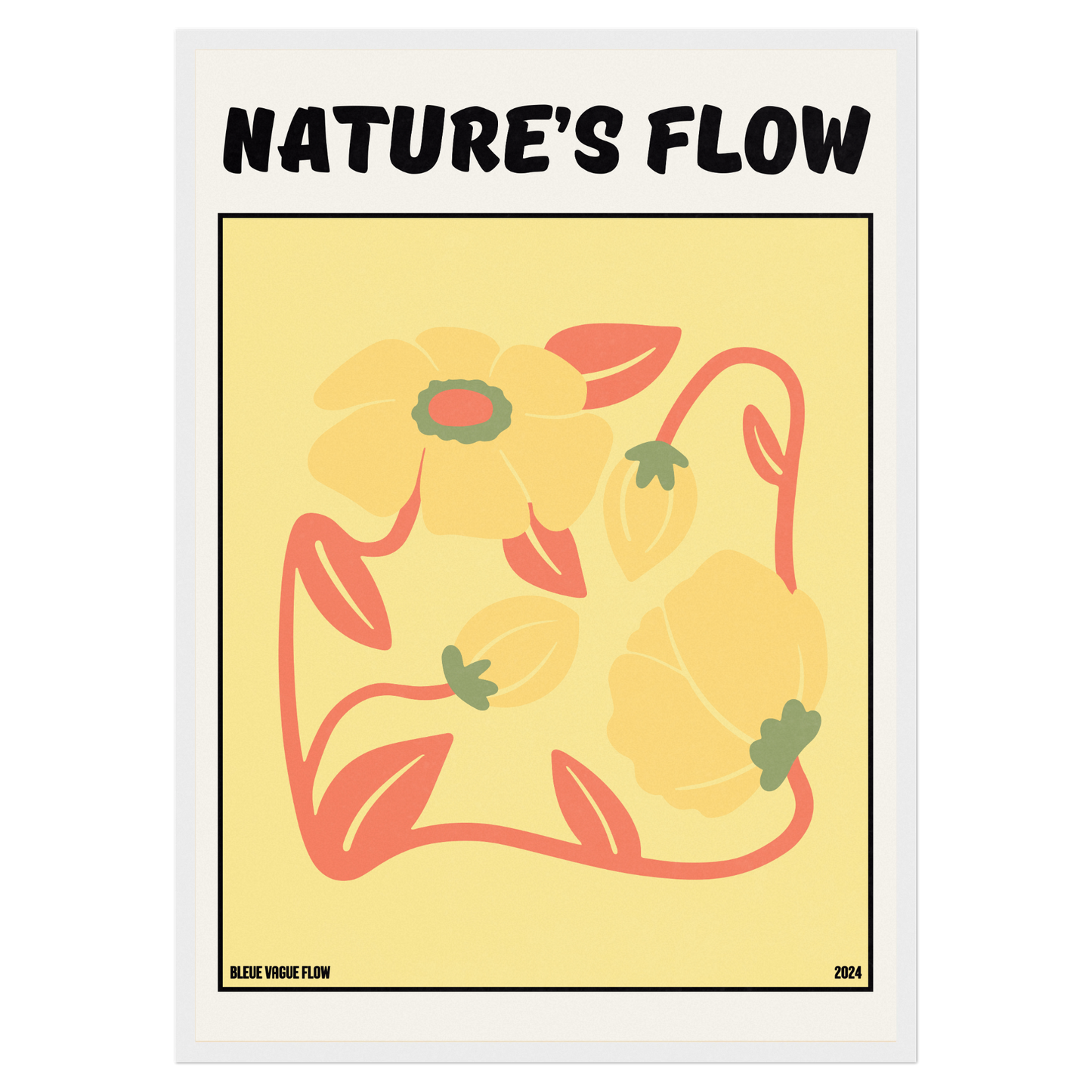 Poster Flower's Flow - Or Sauvage Bleue Vague Flow