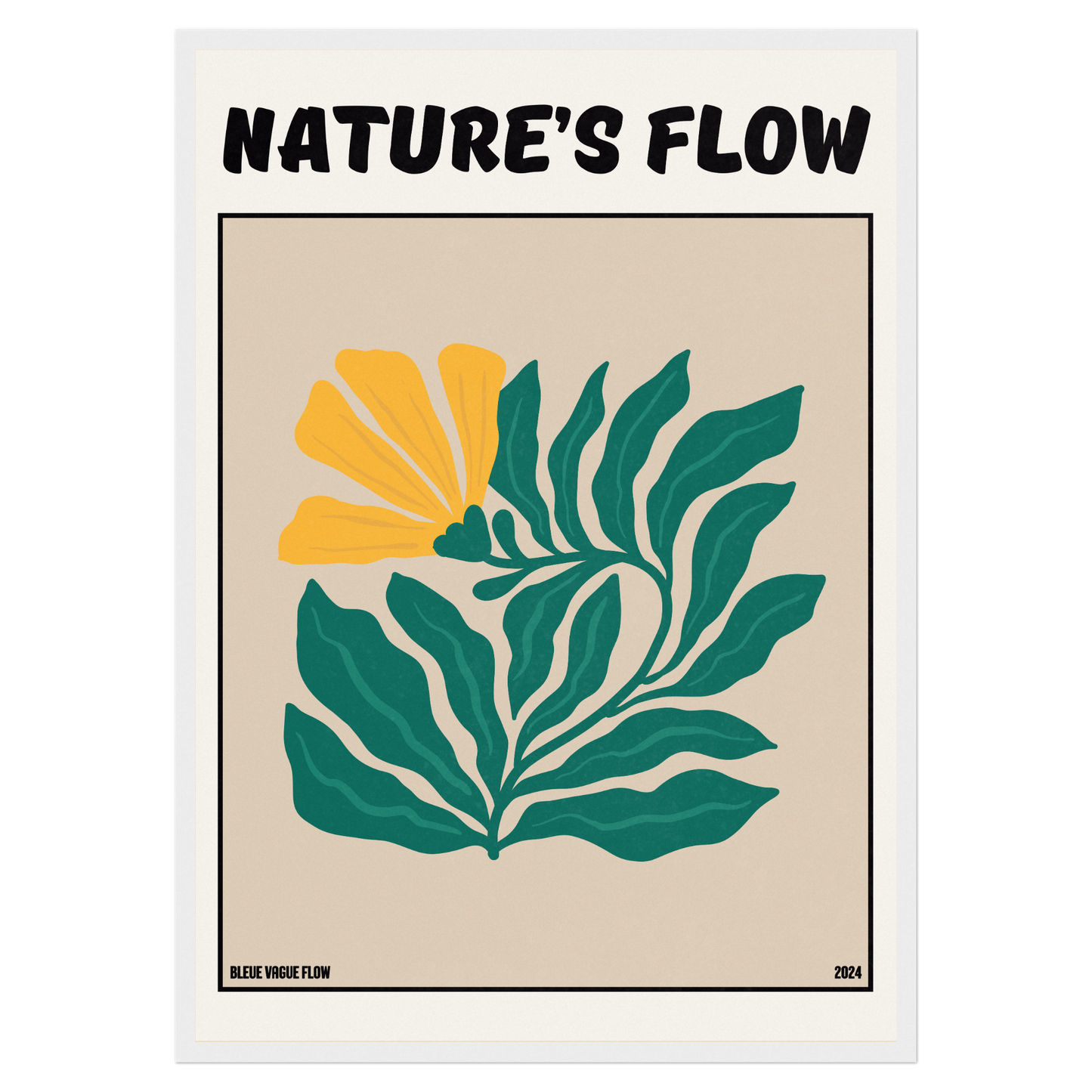 Poster Flower's Flow - Feu pâle Bleue Vague Flow