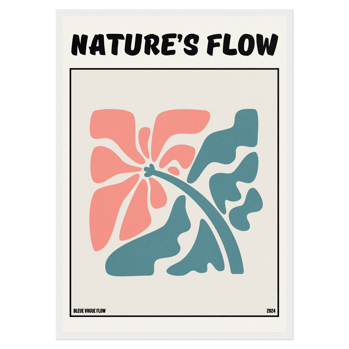 Poster Flower's Flow - Éclosion Carmine Bleue Vague Flow