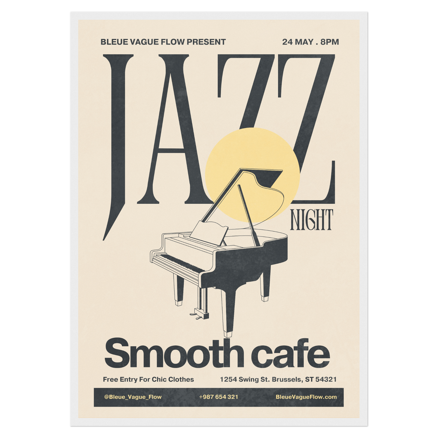Nuit Jazz - Piano Bleue Vague Flow