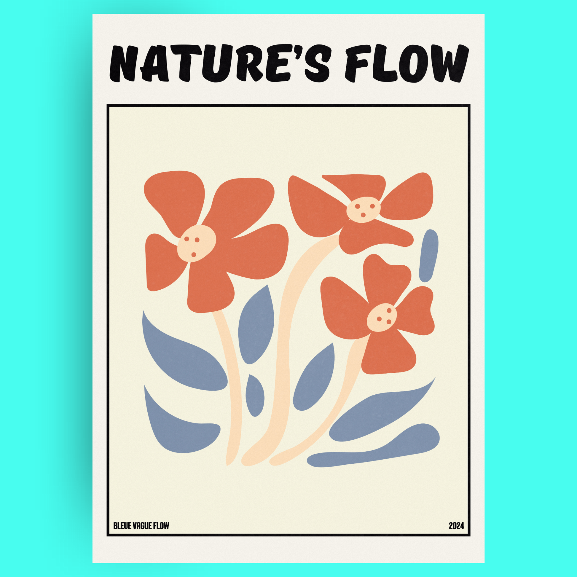 Poster Flower's Flow - Pétale Bleue Vague Flow