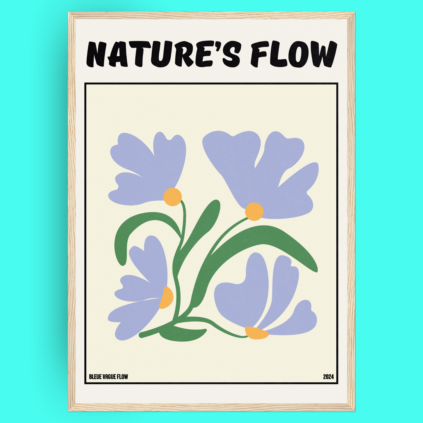 Poster Flower's Flow - Bleutée Bleue Vague Flow