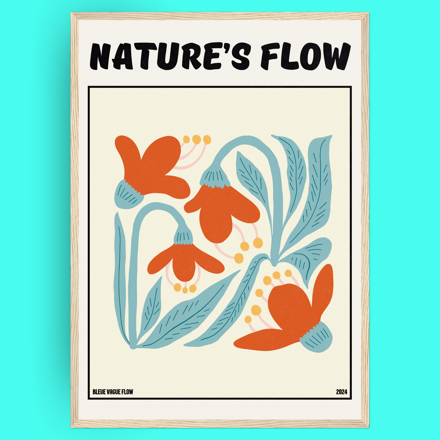 Poster Flower's Flow - Soie Bleue Vague Flow