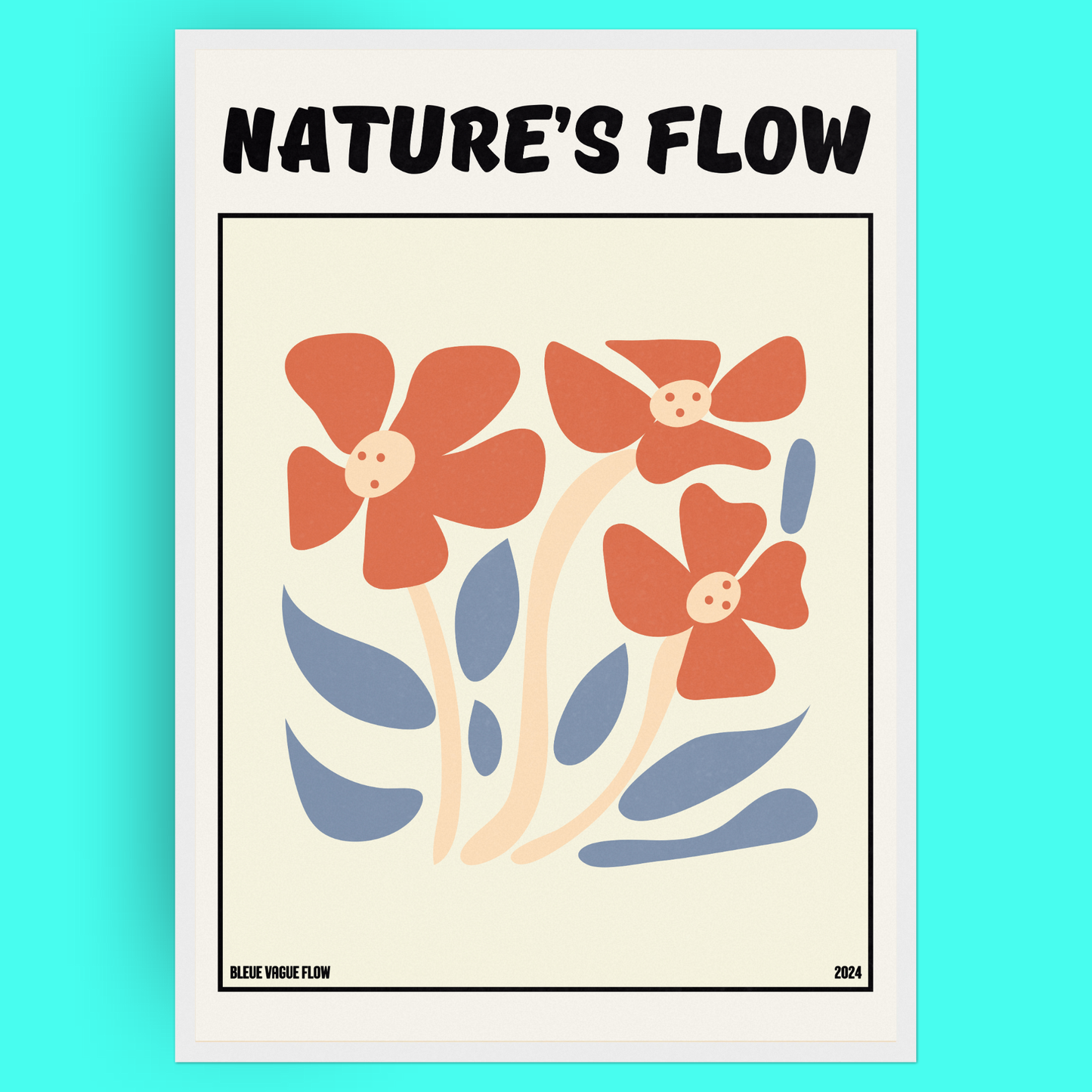 Poster Flower's Flow - Pétale Bleue Vague Flow