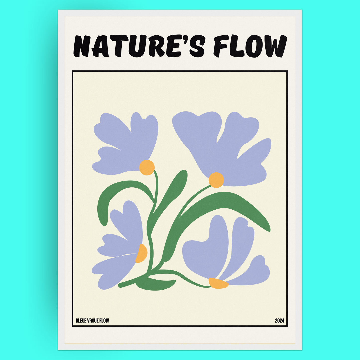 Poster Flower's Flow - Bleutée Bleue Vague Flow