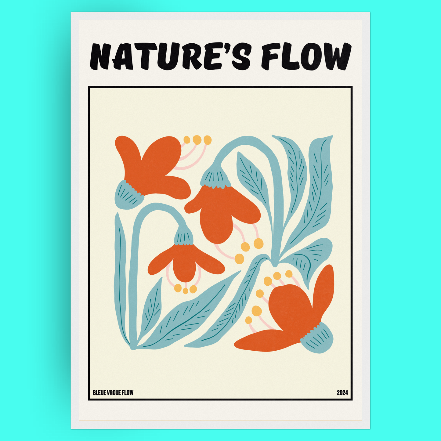 Poster Flower's Flow - Pétale Bleue Vague Flow