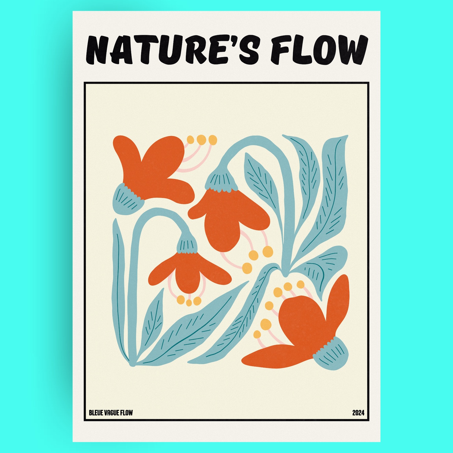 Poster Flower's Flow - Soie Bleue Vague Flow
