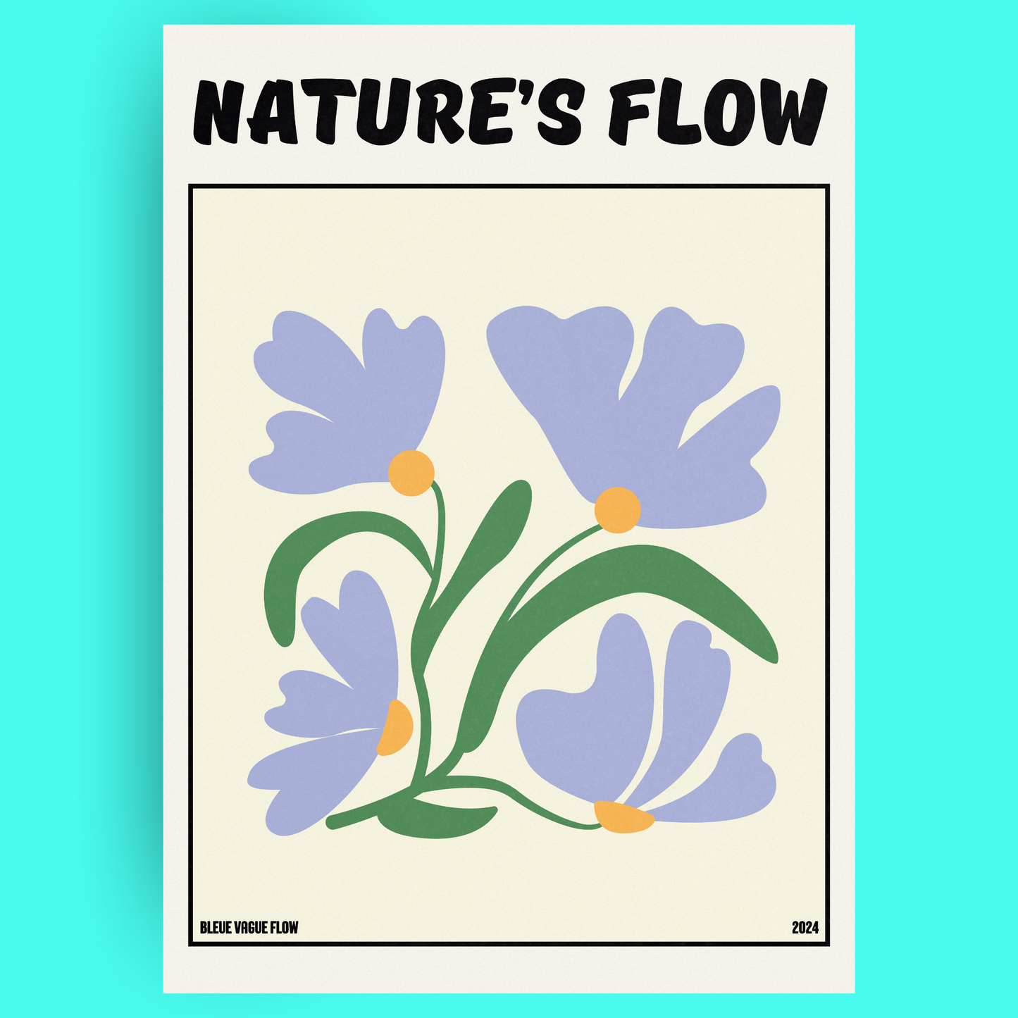 Poster Flower's Flow - Bleutée Bleue Vague Flow