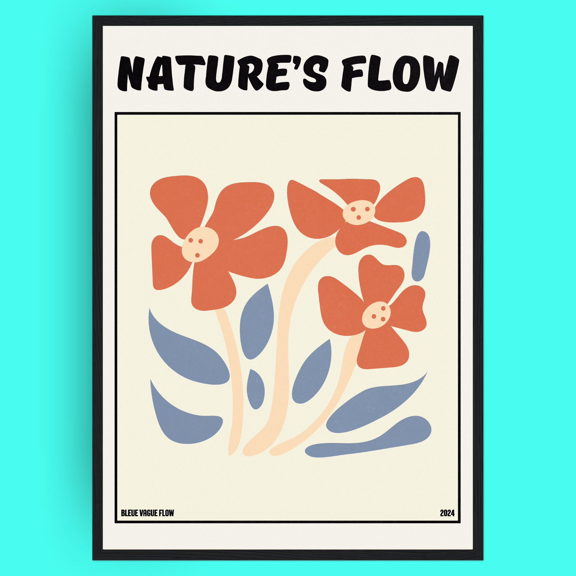 Poster Flower's Flow - Pétale Bleue Vague Flow
