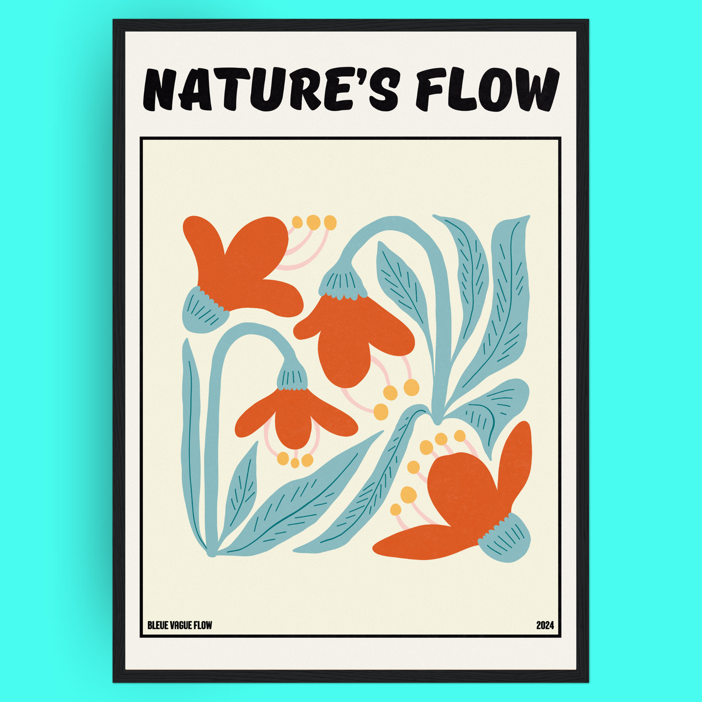 Poster Flower's Flow - Soie Bleue Vague Flow