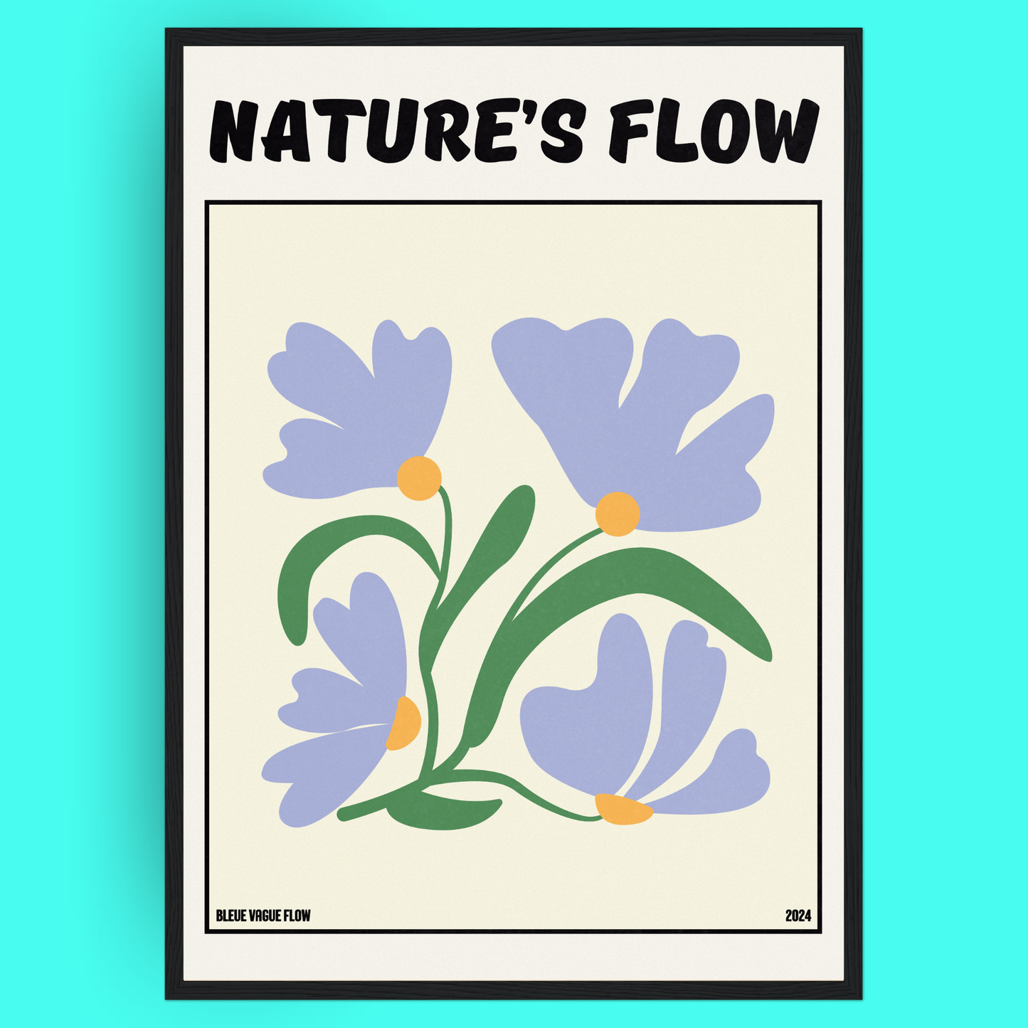 Poster Flower's Flow - Bleutée Bleue Vague Flow
