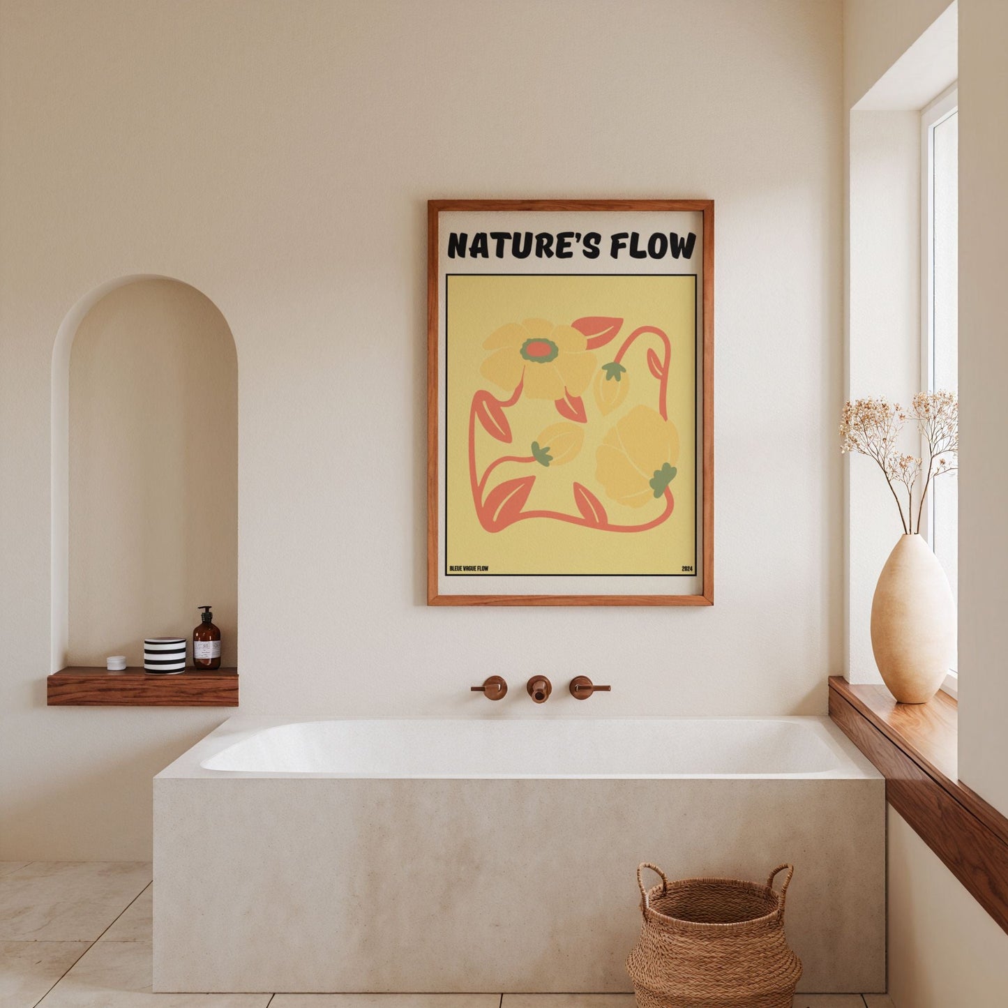 Poster Flower's Flow - Or Sauvage Bleue Vague Flow