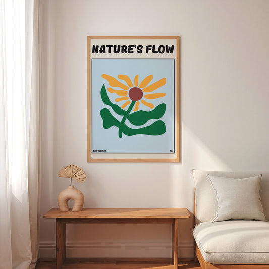 Poster Flower's Flow - Silence Azuré Bleue Vague Flow