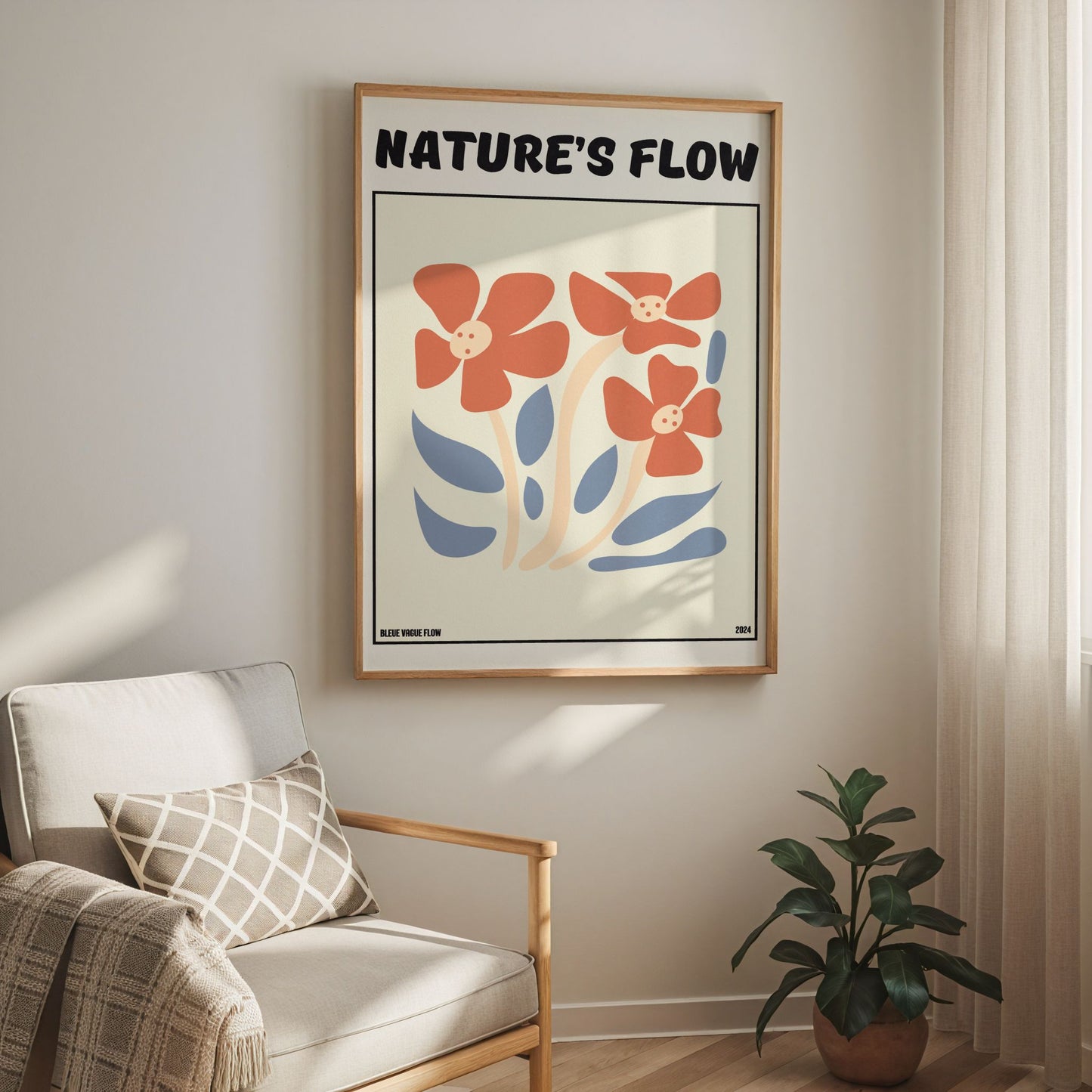 Poster Flower's Flow - Soie Bleue Vague Flow