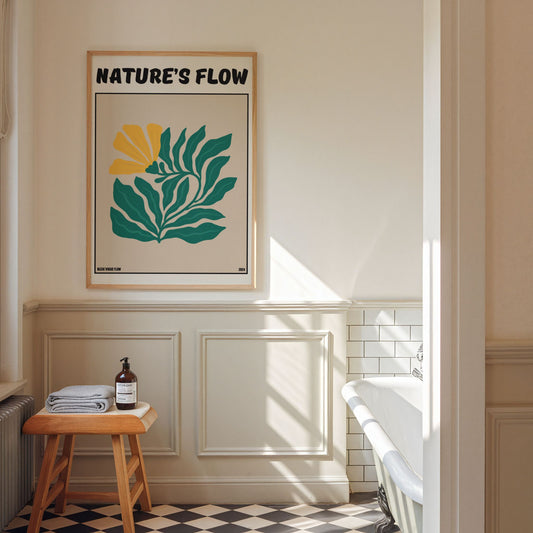 Poster Flower's Flow - Feu pâle Bleue Vague Flow