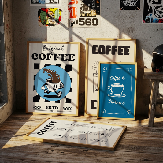 Sélection de posters café vintage et modernes pour décoration cuisine - Bleue Vague Flow