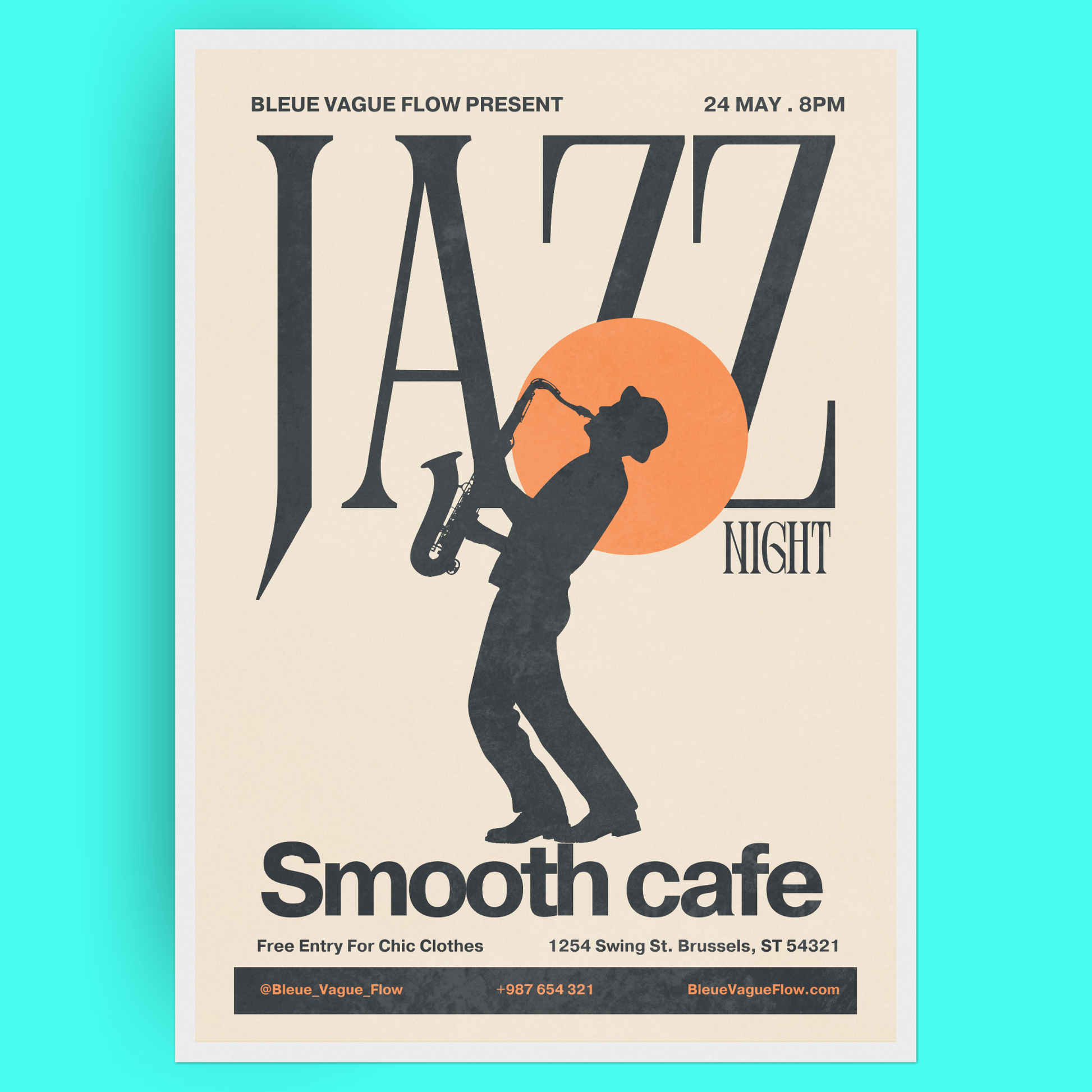 Jazz Night - Saxophone Bleue Vague Flow