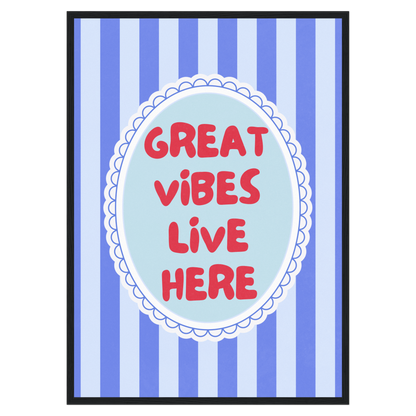 Great Vibes Live Here Bleue Vague Flow Print Material