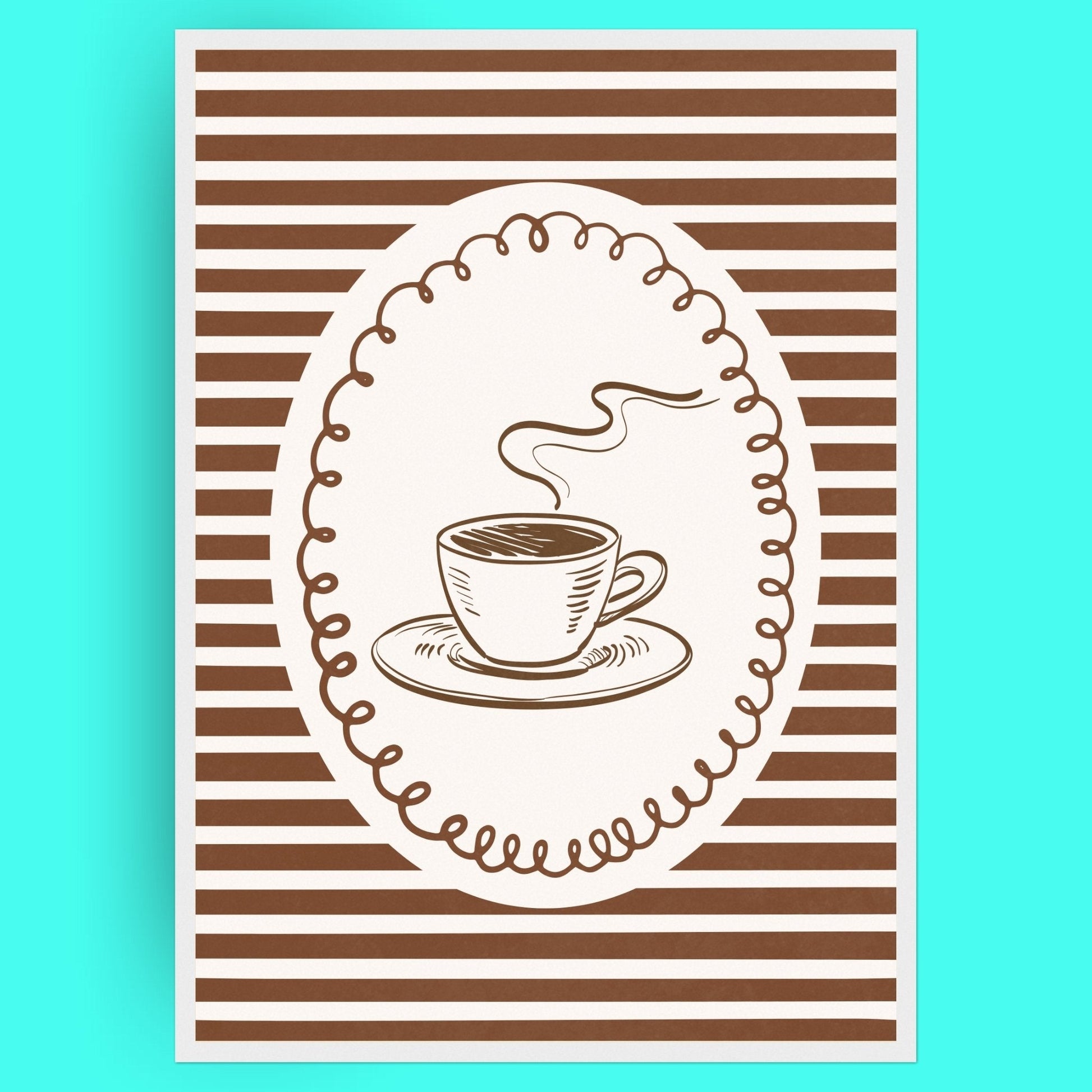 L'Amour Du Café Bleue Vague Flow Print Material