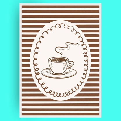 L'Amour Du Café Bleue Vague Flow Print Material