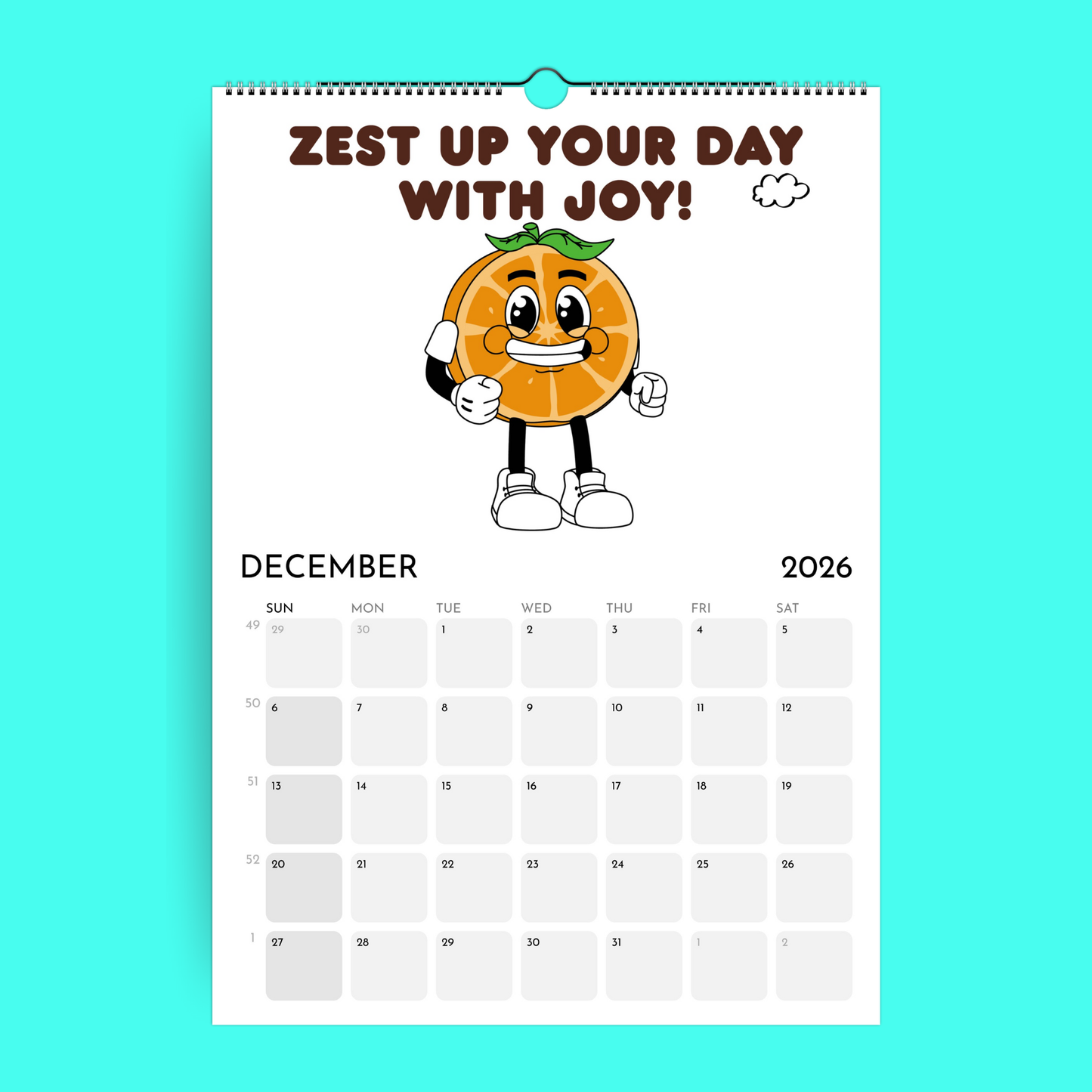 Calendrier Veggie Fun 2026 - Veggie Calendar (ENG)