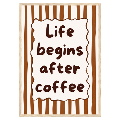 Life Begins After Coffee Bleue Vague Flow Print Material
