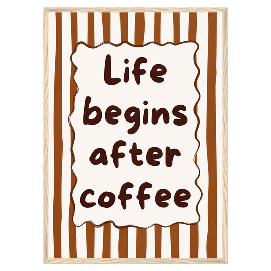 Life Begins After Coffee Bleue Vague Flow Print Material