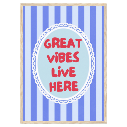Great Vibes Live Here Bleue Vague Flow Print Material