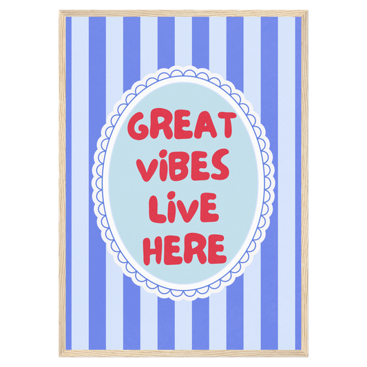 Great Vibes Live Here Bleue Vague Flow Print Material