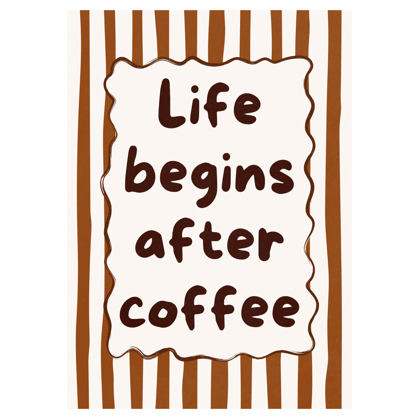 Life Begins After Coffee Bleue Vague Flow Print Material