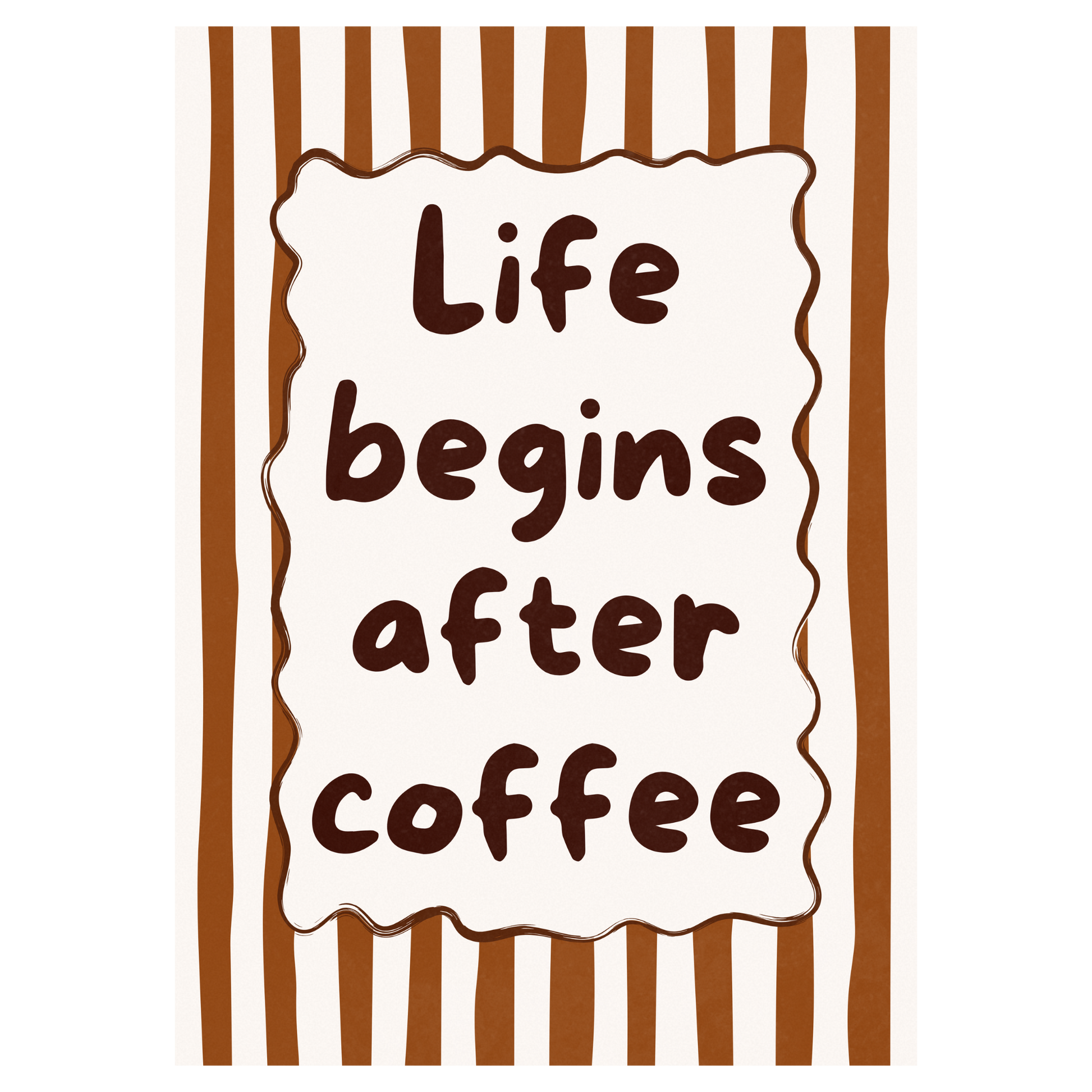 Life Begins After Coffee Bleue Vague Flow Print Material