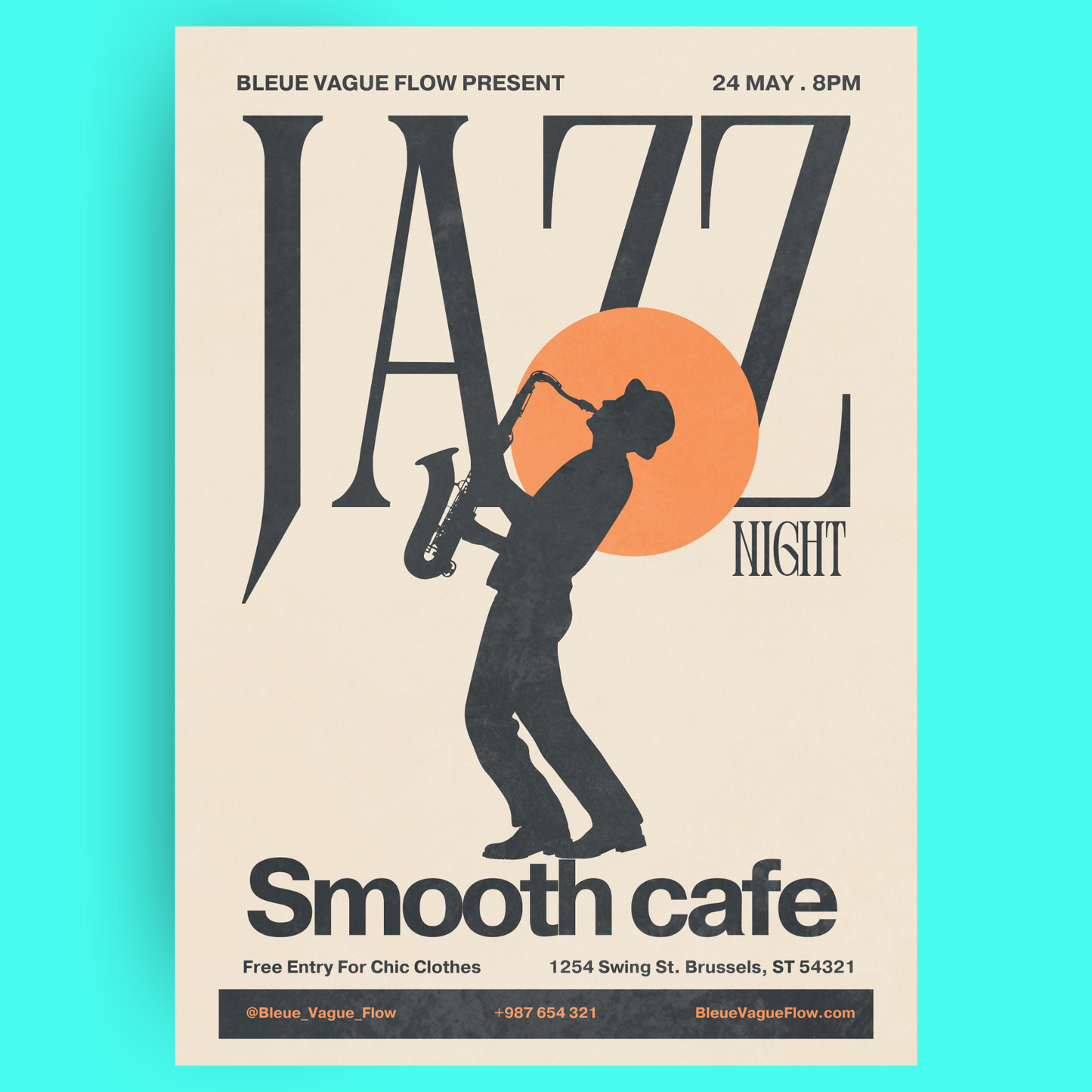 Jazz Night - Saxophone Bleue Vague Flow