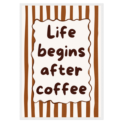 Life Begins After Coffee Bleue Vague Flow Print Material