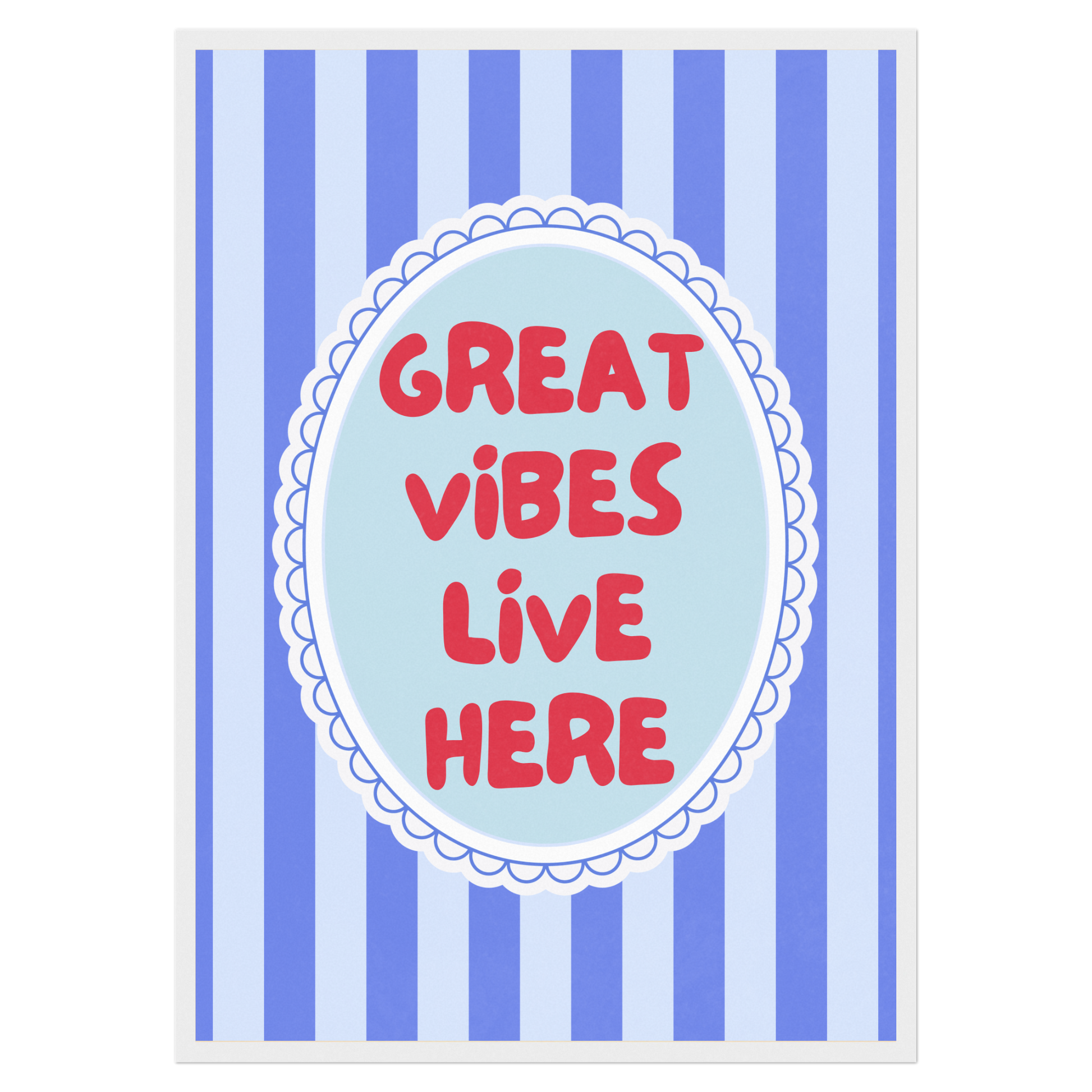 Great Vibes Live Here Bleue Vague Flow Print Material