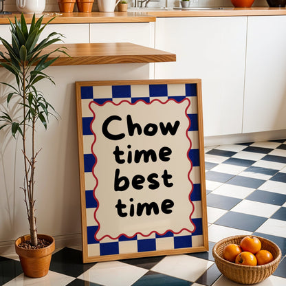 Chow Time, Best Time Bleue Vague Flow Print Material