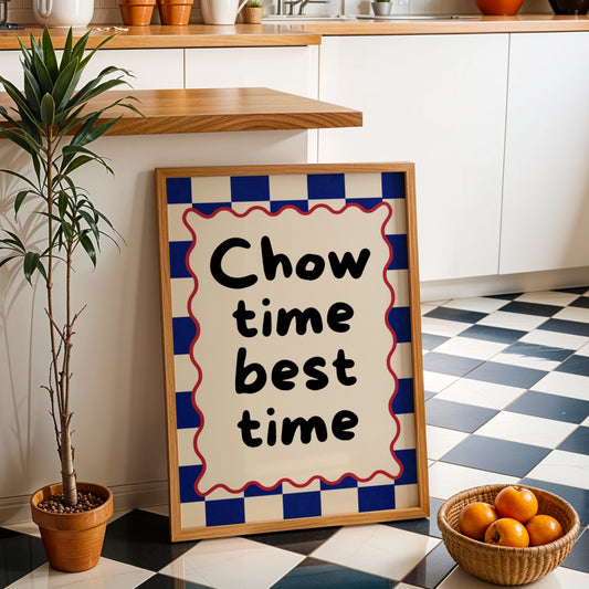 Chow Time, Best Time Bleue Vague Flow Print Material