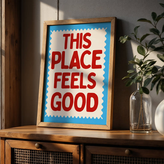 This Place Feels Good Bleue Vague Flow Print Material