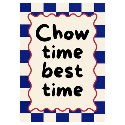 Chow Time, Best Time Bleue Vague Flow Print Material