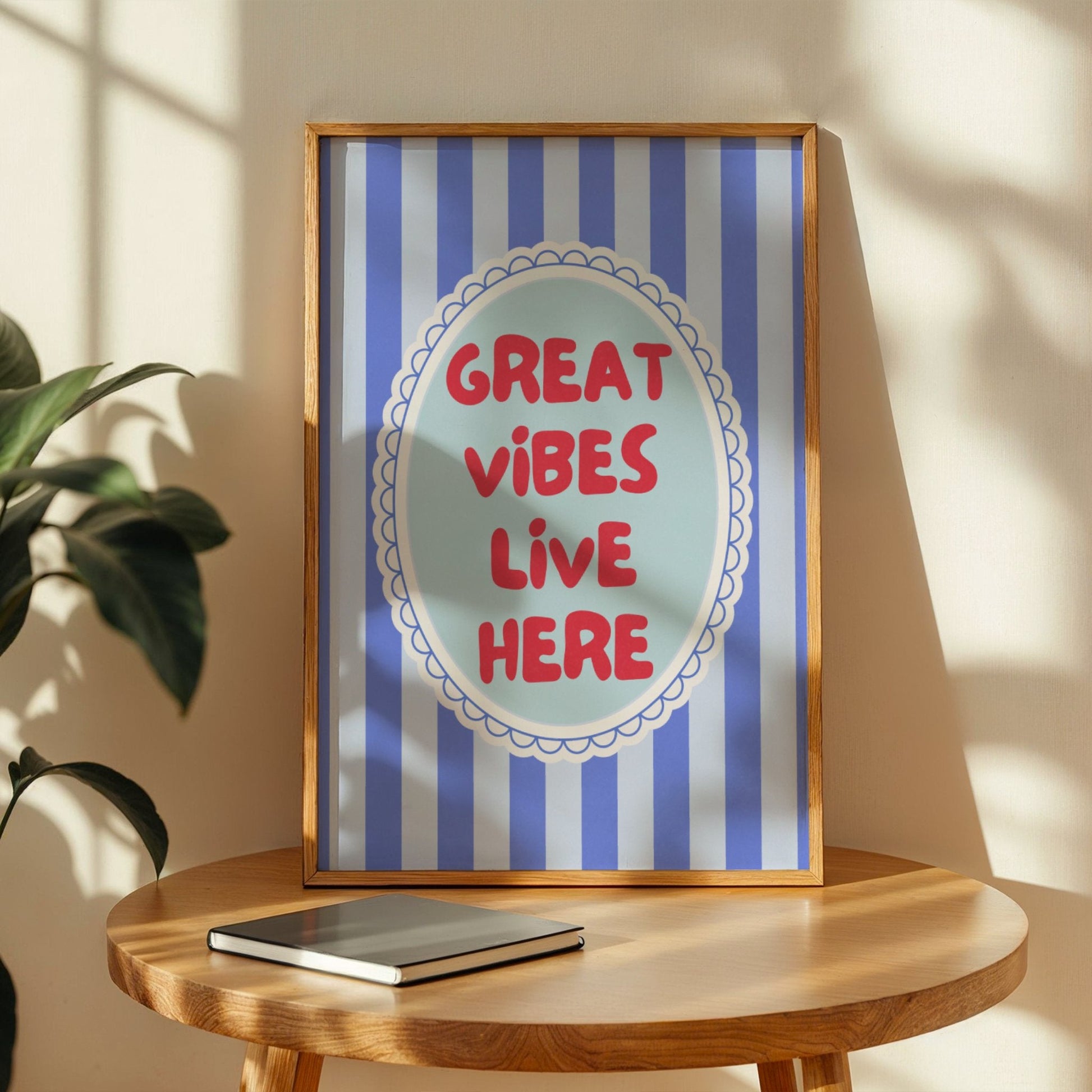 Great Vibes Live Here Bleue Vague Flow Print Material