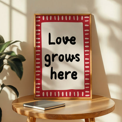 Love Grows Here Bleue Vague Flow Print Material